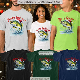 Kerstvis met kerstmuts t-shirt