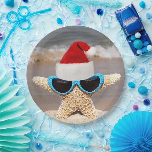 kerstvis met zonnebril papieren bordje (Feest)