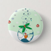 kerstvis ronde button 5,7 cm (Voorkant)