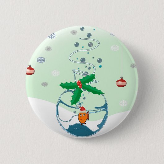 kerstvis ronde button 5,7 cm (Voorkant)