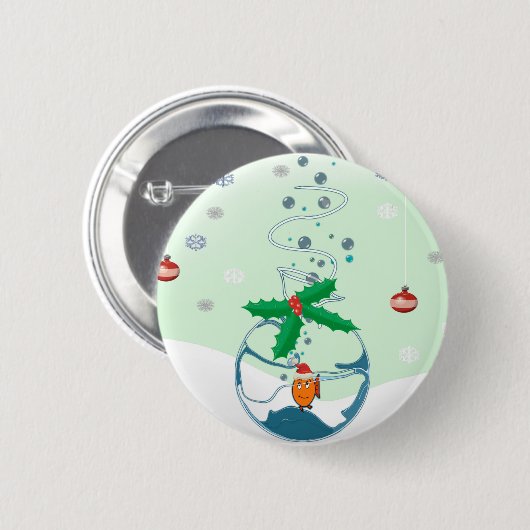 kerstvis ronde button 5,7 cm (Voorkant /achterkant)