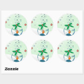 kerstvis ronde sticker (Vel)
