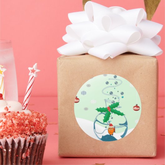 kerstvis ronde sticker (Feest)