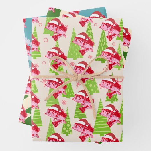 Kerstvis Santa Hat Funny Vist Inpakpapier Vel (In situ)