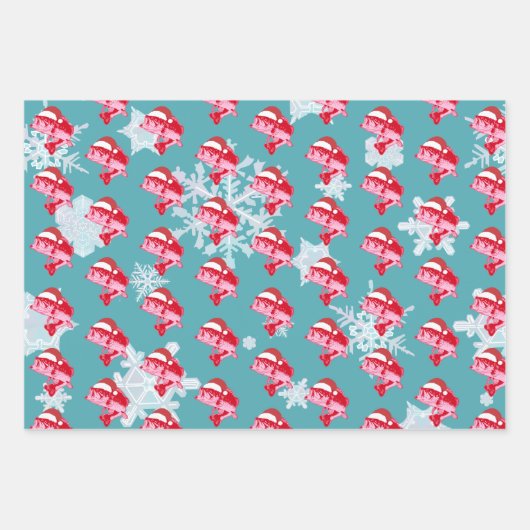 Kerstvis Santa Hat Funny Vist Inpakpapier Vel (Voorkant 3)