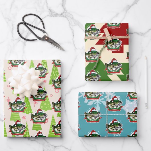 Kerstvis Santa Hat Funny Vist Inpakpapier Vel (Voorkant)