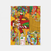 Kerstvismarkt — stalletjes fleece deken (Voorkant)