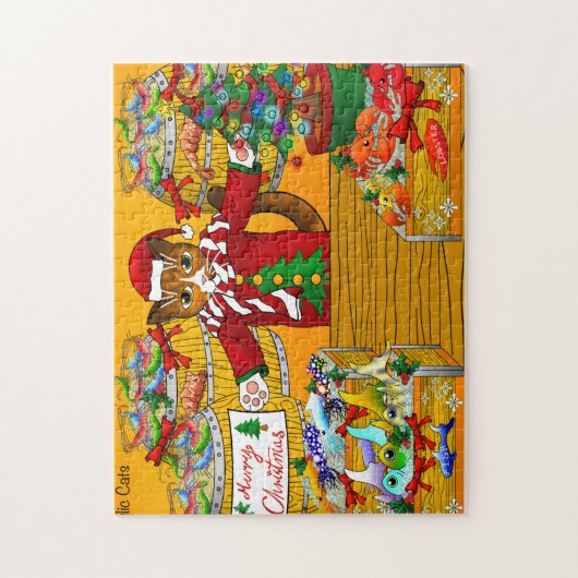 Kerstvismarkt — stalletjes legpuzzel (Verticaal)