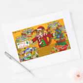 Kerstvismarkt — stalletjes rechthoekige sticker (Envelop)