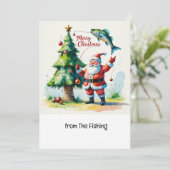 Kerstvissen Vakantie Kaart met Sinterklaas (Staand voorkant)