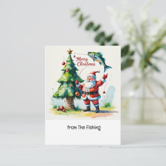 Kerstvissen Vakantie Kaart met Sinterklaas (Staand voorkant)