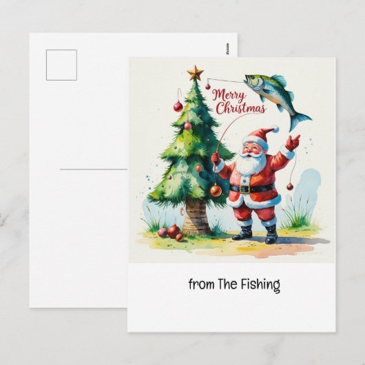 Kerstvissen Vakantie Kaart met Sinterklaas (Voorkant / Achterkant)