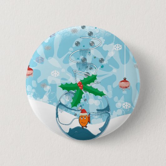 kerstvissenplat ronde button 5,7 cm (Voorkant)