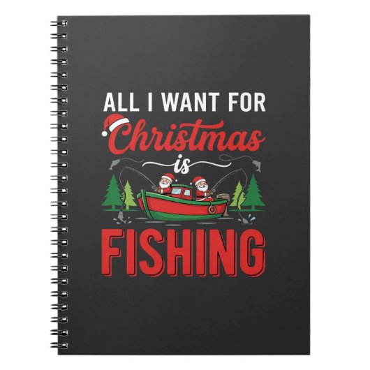 Kerstvisser Kerstman Vakantie Vector Notitieboek (Voorkant)