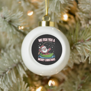 Kerstvisser Vist Grappige Koele Sinterklaas Keramische Bal Ornament