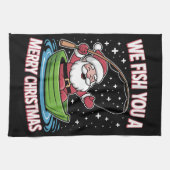 Kerstvisser Vist Grappige Koele Sinterklaas Theedoek (Horizontaal)