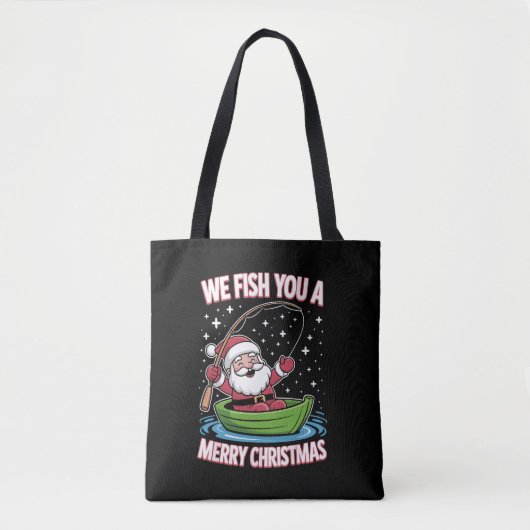Kerstvisser Vist Grappige Koele Sinterklaas Tote Bag (Voorkant)
