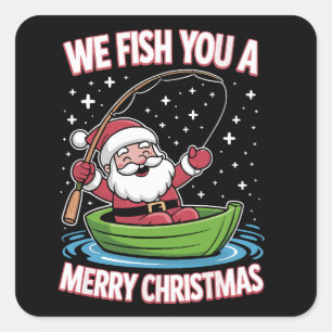 Kerstvisser Vist Grappige Koele Sinterklaas Vierkante Sticker