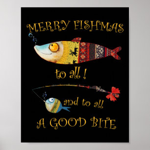 Kerstvisser Vrolijk Kerstfeest Voor Alle Vissen Poster