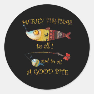 Kerstvisser Vrolijke VisKerst Aan Alle Vissen Ronde Sticker