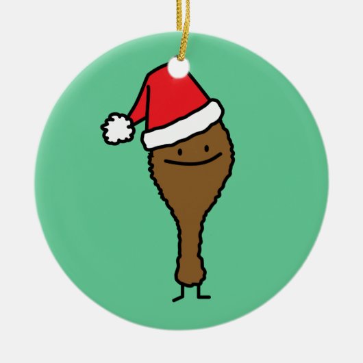 kerstvistaart kippootschild keramisch ornament (Voorkant)