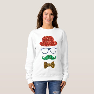 kerstvister mustache womens sweatshirt