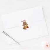 kerstvister Red White Ronde Sticker (Envelop)