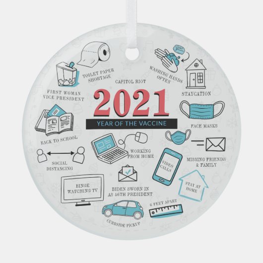 kerstvizier 2021, rond Memorabilia Glas Ornament (Voorkant)