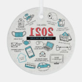 kerstvizier 2021, rond Memorabilia Glas Ornament (Achterkant)