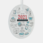 kerstvizier 2021, rond Memorabilia Glas Ornament (Voorkant Rechts)