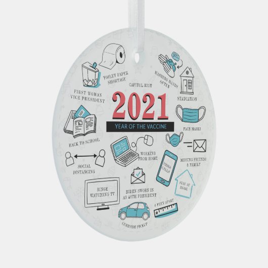 kerstvizier 2021, rond Memorabilia Glas Ornament (Voorkant Rechts)