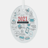 kerstvizier 2021, rond Memorabilia Glas Ornament (Voorkant links)