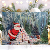 kerstvizier met Retro Santa Claus Feestdagen Kaart