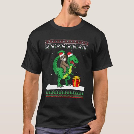 kerstvizier Riding Dinosaur T Rex Boys Kinder Xm T-shirt (Voorkant)
