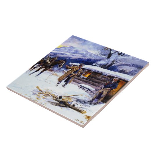 "kerstvlees" van Charles M Russell Tegeltje (Zijkant)