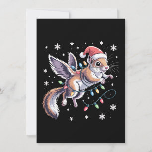 Kerstvliegende eekhoorn Kerstmannenhoofd Lichtjes Kaart