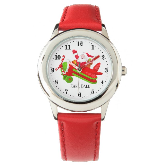 kerstvliegende Kerstman: naam kinder Horloge (Voorkant)