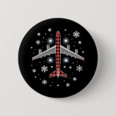 Kerstvlieger met geruite kerstman ronde button 5,7 cm (Voorkant)