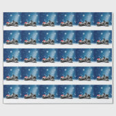 Kerstvlieger Puppies sneeuw santa hat Cadeaupapier (Vlak)
