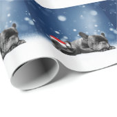 Kerstvlieger Puppies sneeuw santa hat Cadeaupapier (Rol Hoek)