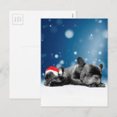 Kerstvlieger Puppies sneeuw santa hat Feestdagenkaart (Voorkant / Achterkant)