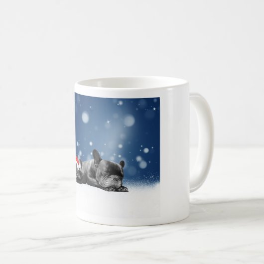 Kerstvlieger Puppies sneeuw santa hat Koffiemok (Voorkant rechts)