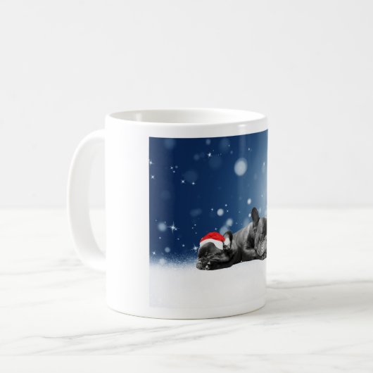 Kerstvlieger Puppies sneeuw santa hat Koffiemok (Voorkant links)