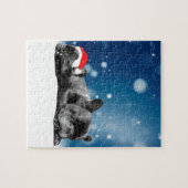 Kerstvlieger Puppies sneeuw santa hat Legpuzzel (Horizontaal)