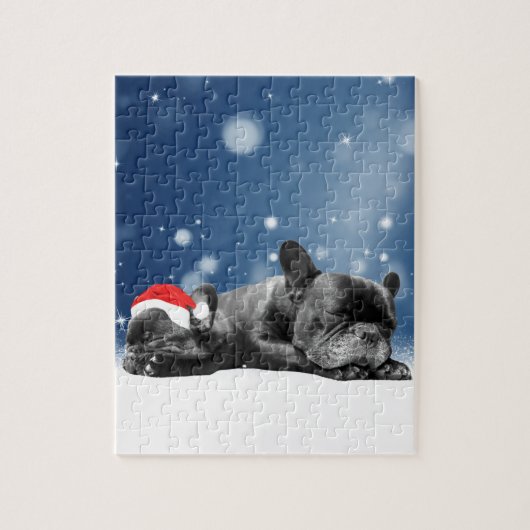 Kerstvlieger Puppies sneeuw santa hat Legpuzzel (Verticaal)