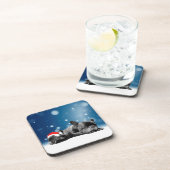 Kerstvlieger Puppies sneeuw santa hat Onderzetter (Rechterzijde)