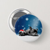 Kerstvlieger Puppies sneeuw santa hat Ronde Button 5,7 Cm (Voorkant /achterkant)