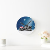 Kerstvlieger Puppies sneeuw santa hat Ronde Klok (Huis)