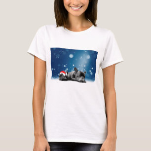 Kerstvlieger Puppies sneeuw santa hat T-shirt