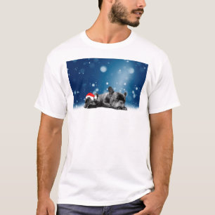 Kerstvlieger Puppies sneeuw santa hat T-shirt